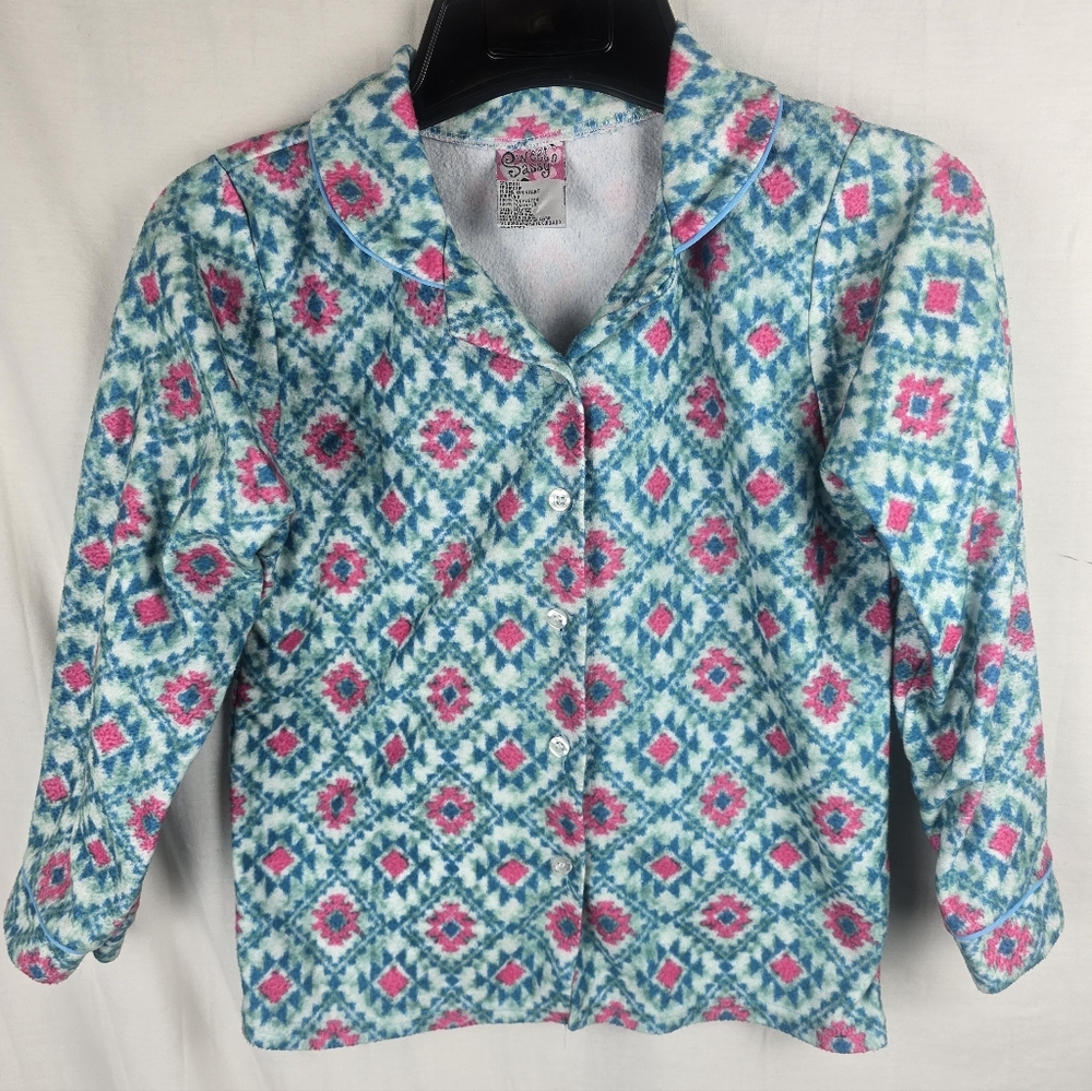 Sweet & Sassy Colorful Geometric Patterned Girl's Pajamas Set Sz 10/12